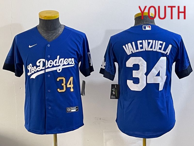 Youth Los Angeles Dodgers #34 Valenzuela 2024 jersey 202411201->youth mlb jersey->Youth Jersey